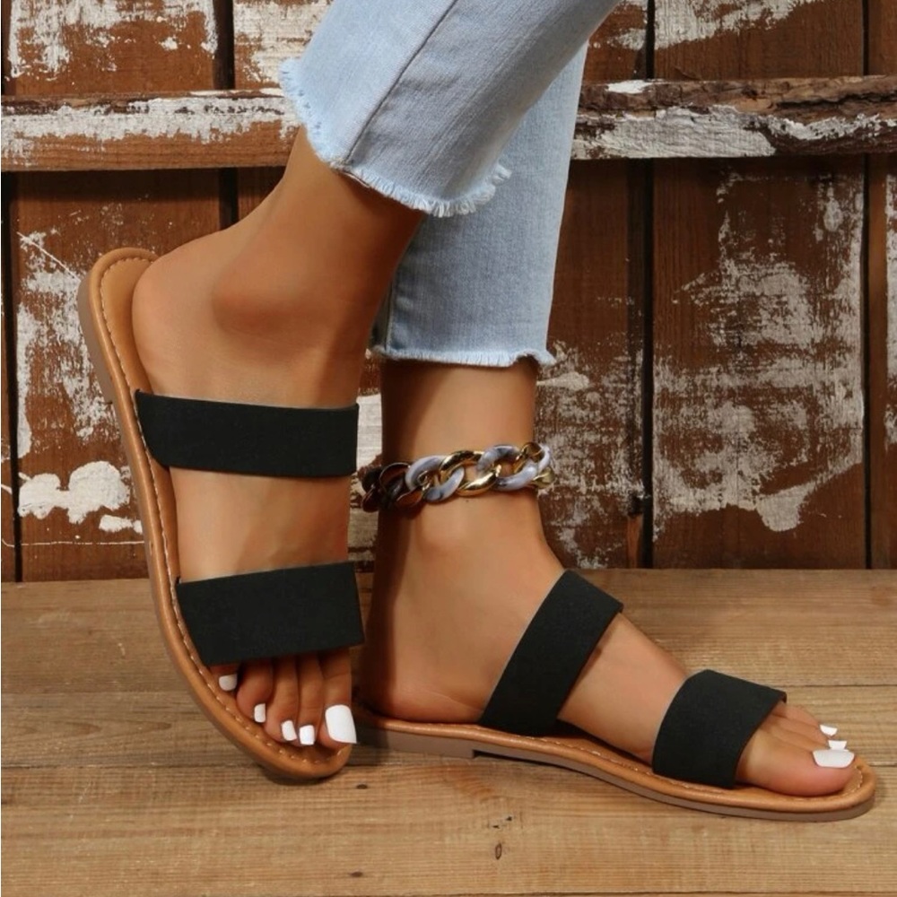 Black Double Strap Sandals